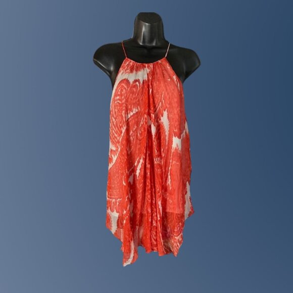 Milly Red/Orange Flowy Silk Top - Picture 1 of 7